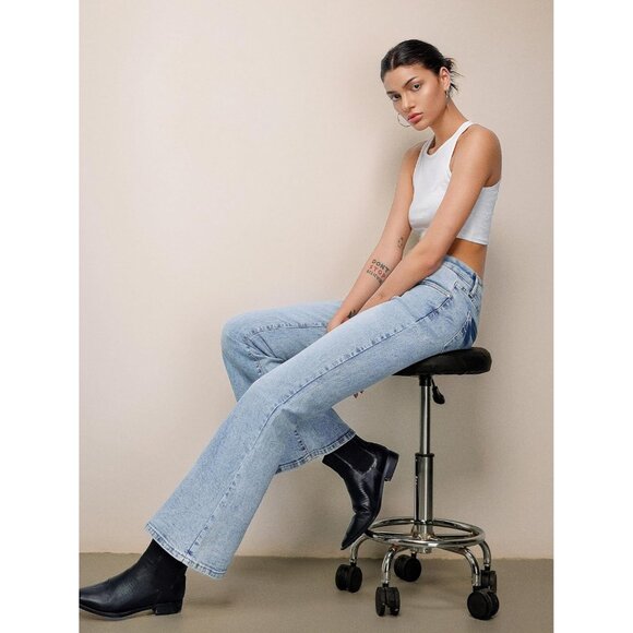 Women Flared Jeans High Waist Y2K Denim Pants Distressed Bootcut Casual - Picture 6 of 7